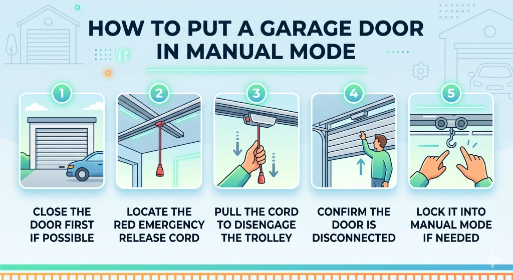 How to put a garage door in manual mode