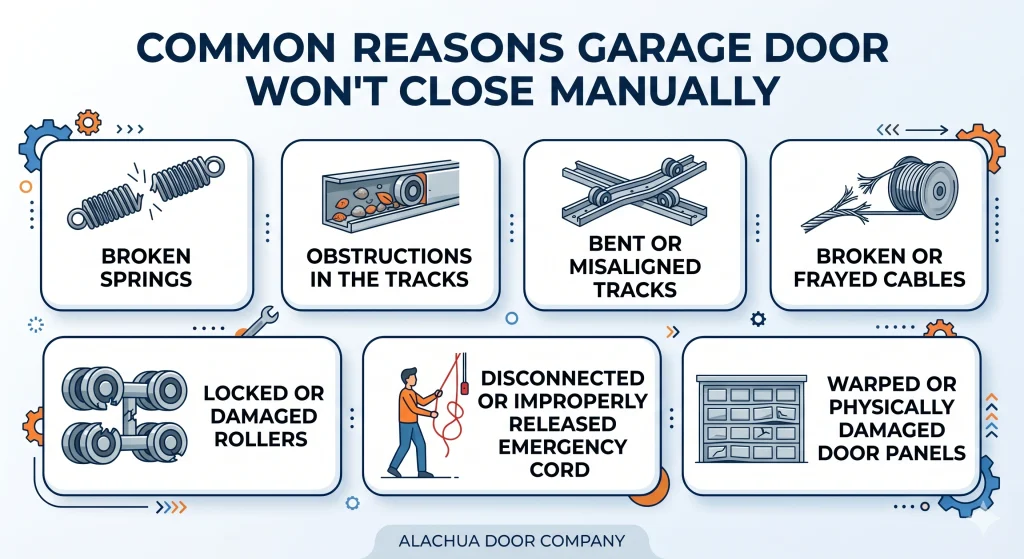 Common Reason Garage Door Wont close MAnually